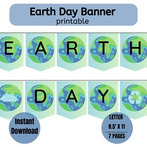 Banner imprimible del Día de la Tierra / Fiesta del Día de la Tierra / Celebración / Descarga instantánea