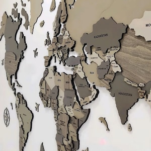 Wereldkaart lasergesneden bestand, tekening klaar voor lasersnijden, kaart is in het Engels Digitale download Dxf, Svg, Ai