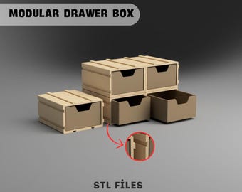 Modular Drawer Box STL File, 3D Printer Design