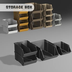 Peut inclure: Un ensemble de bo&icirc;tes de rangement de diff&eacute;rentes couleurs, dont le blanc, le brun, l'or et le noir. Les bo&icirc;tes sont empil&eacute;es et dispos&eacute;es en rang&eacute;e. Les bo&icirc;tes sont en plastique et ont une forme rectangulaire. Les bo&icirc;tes sont con&ccedil;ues pour organiser et ranger des articles.