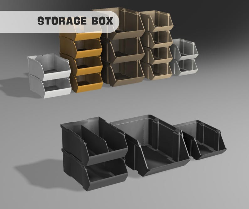 Peut inclure: Un ensemble de bo&icirc;tes de rangement de diff&eacute;rentes couleurs, dont le blanc, le brun, l'or et le noir. Les bo&icirc;tes sont empil&eacute;es et dispos&eacute;es en rang&eacute;e. Les bo&icirc;tes sont en plastique et ont une forme rectangulaire. Les bo&icirc;tes sont con&ccedil;ues pour organiser et ranger des articles.