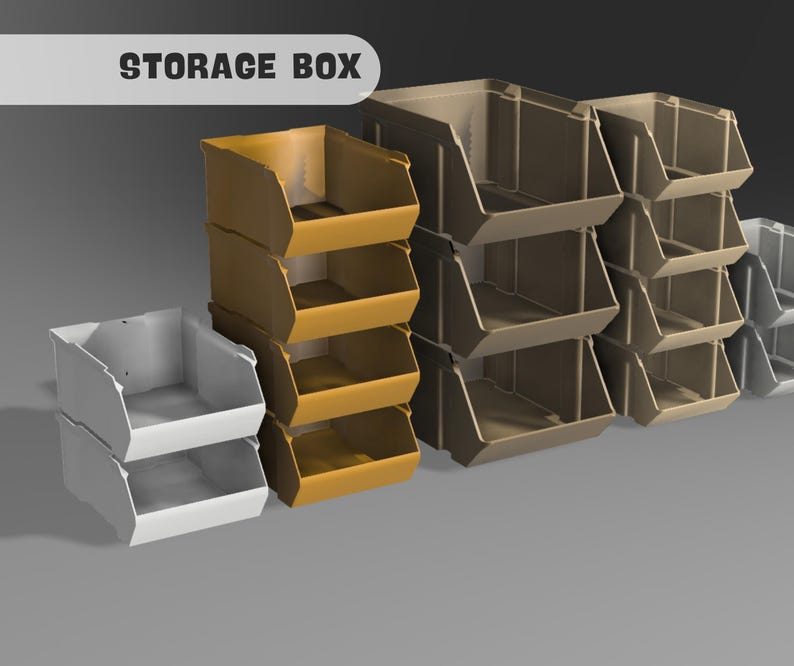 Peut inclure: Trois ensembles de bo&icirc;tes de rangement de diff&eacute;rentes couleurs. Le premier ensemble est blanc, le deuxi&egrave;me est jaune et le troisi&egrave;me est brun. Chaque ensemble est empil&eacute; l'un sur l'autre.