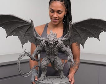Flame Demon 3D Model – Balrog Inspired Miniature, High Detail Monster (3MF File)