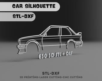 Car Silhouette Wall Decor, 3D Printing, Laser Cut, CNC (Digital Download)