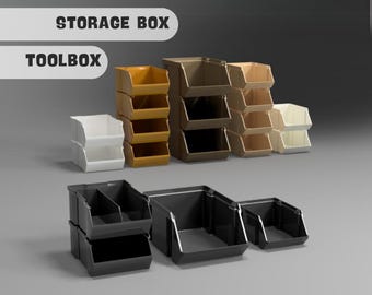 Boîte de rangement empilable, fichiers STL pour imprimante 3D (téléchargement numérique)