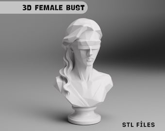 3D female bust low poly- STL Digital Download, Printable female Sculpture for Home Decoration,