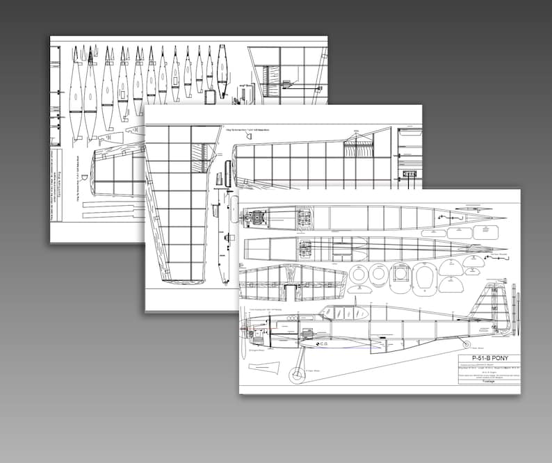 Airplane Rc P51B Laser Cut File Digital Download Drawing Dxf Etsy