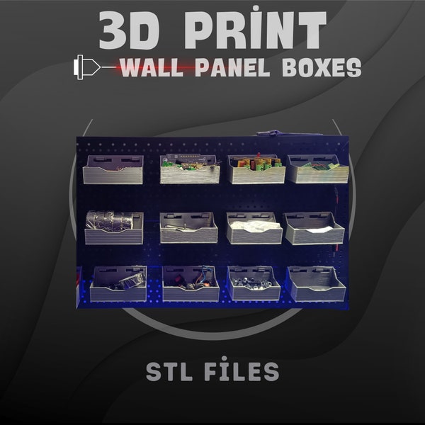 wall panel boxes, do it yourself, wall material boxes, workshop wall box, workshop parts box, organizer  stl files, Digital Download