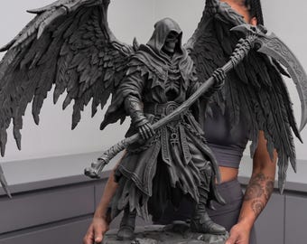 Azrail Grim Reaper Miniature with Wings, Gothic Tabletop RPG Figure (3MF File)