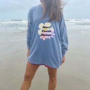 Gildan Long Sleeve Blue Jean Comfort Colors Mockup, Outdoor Beach Mockup, Digital Comfort Color Mockups, Front and Back Mockup, 6014