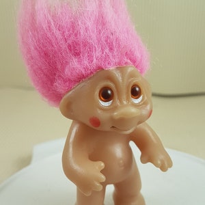 Vintage Thomas Dam Troll Doll,pink Hair,naked,made in China 1986s,