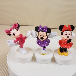 Vintage Disney Minnie Mouse Friends Set of 3 - Disney Figures -1988 mini figurines Disneyland