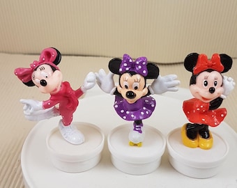 Vintage Disney Minnie Mouse Friends Set of 3 - Disney Figures -1988 mini figurines Disneyland
