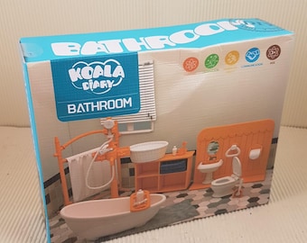 Calico Critters muebles de casa de muñecas baño inodoro, mini