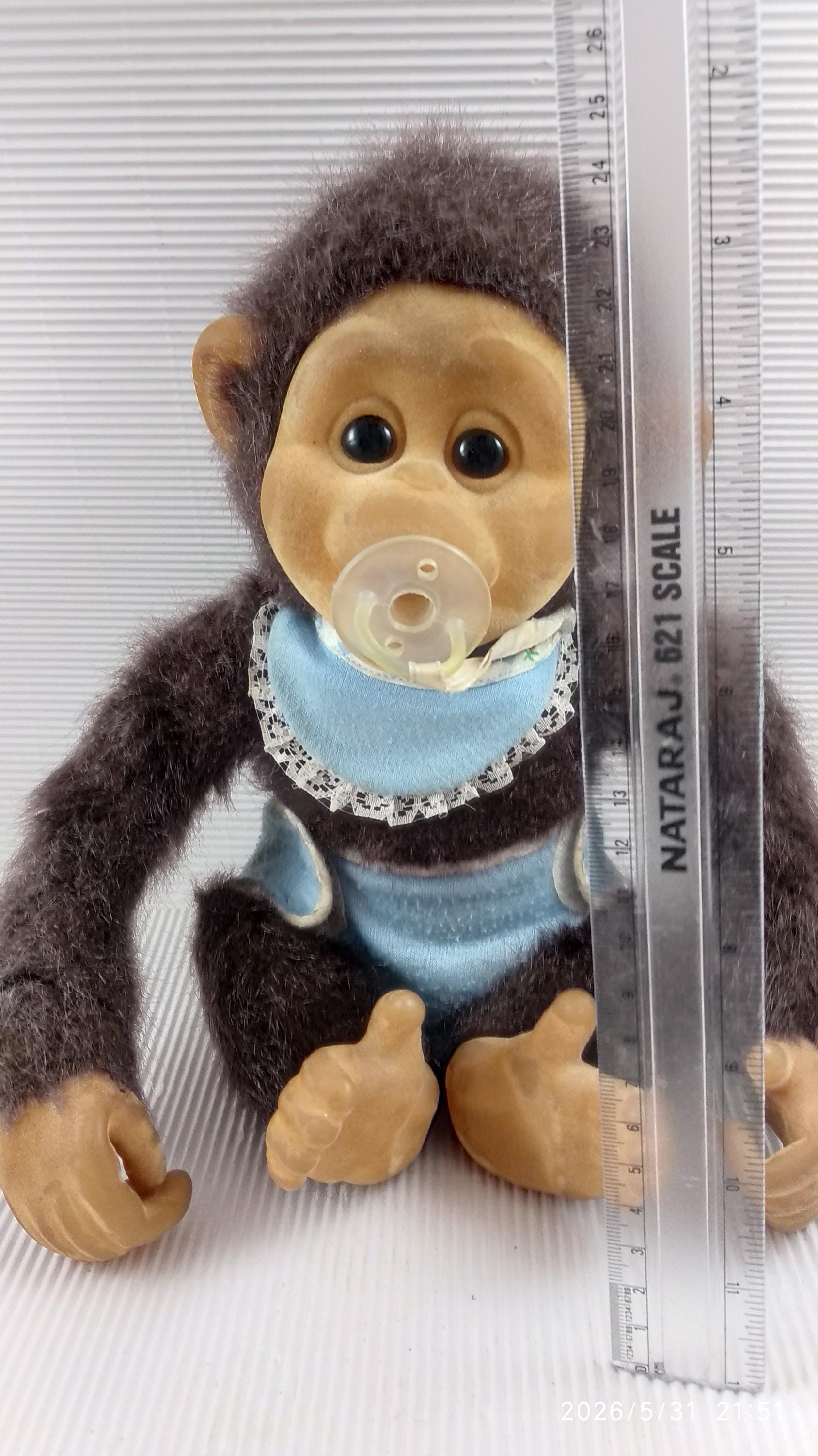 猿*様 Antony Sheppard フィッシャーマンスモック　黒 1992 Hosung Monkey Chimp Plush Squeaks Flocked Face Dressed - Etsy
