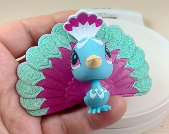 Figurine Oiseau Paon à Paillettes LPS 3006 - Littlest Pet Shop Hasbro, Occasion