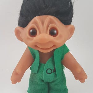 Vintage Thomas Dam Troll Doll fairy tale, black Hair, made in Denmark 1970s
