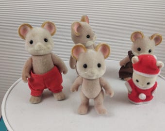 Sylvanian Families Mouse Mice Family With Clothes Vintage Calico Critters