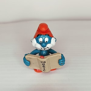 SMURF Rare Vintage Figure Collectable Peyo Scheich Papa Wizard Magic Book 1984