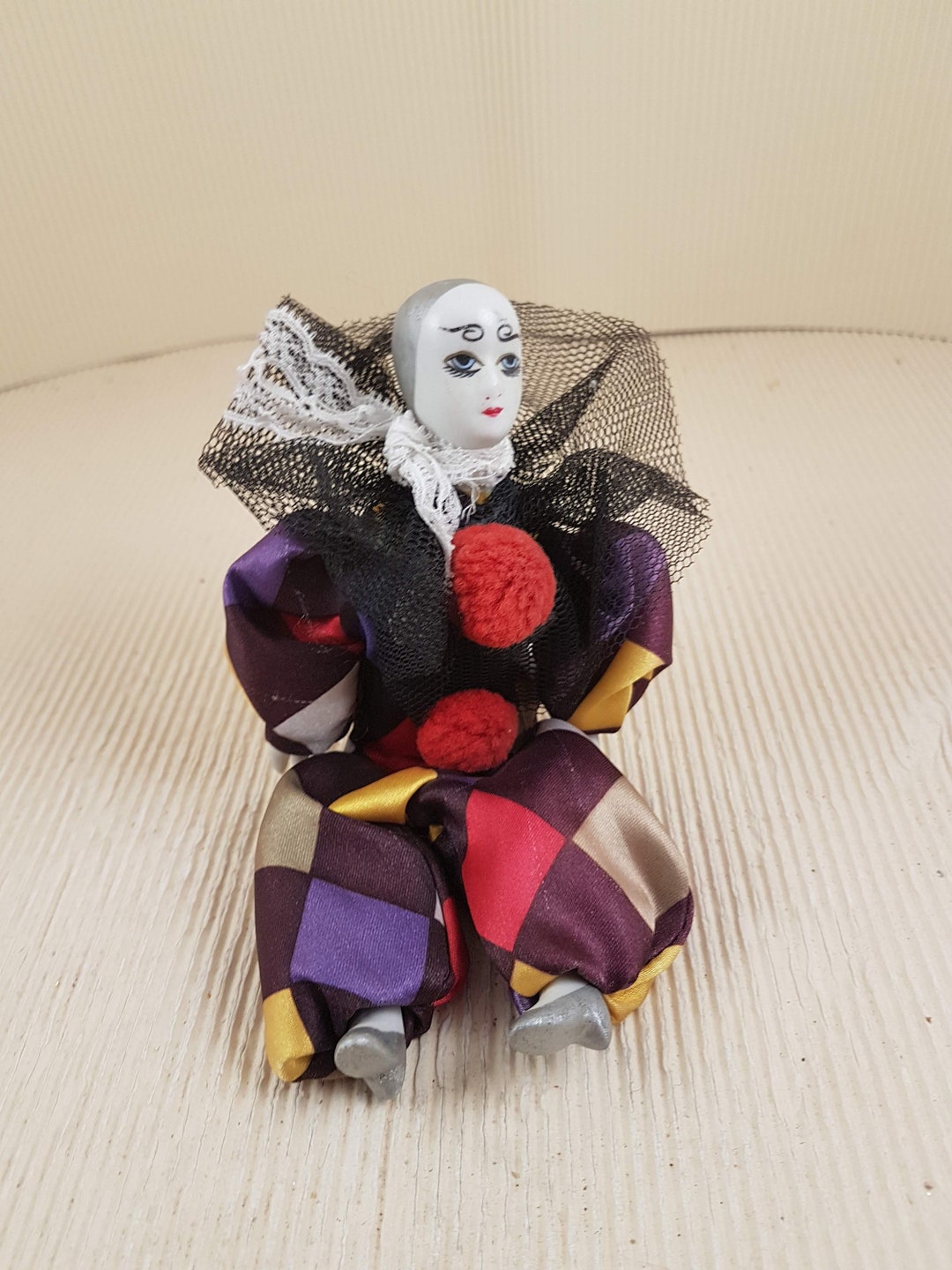 Vintage Porcelain Mini Clown Colorful Doll - Etsy