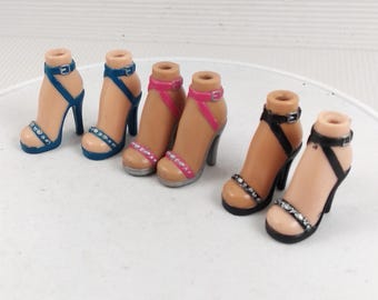 Bratz Girlz shoes Girl Doll  Pink Blue Black Ankle Strap High Heel Shoes Rare