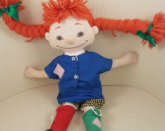 Peluche de Pippi Calzaslargas, juguete Omega original de 1988, de 16 pulgadas