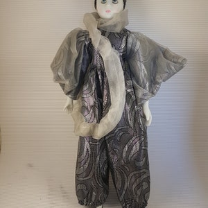 Vintage porcelain clown grey doll