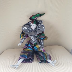 Vintage porcelain clown grey doll