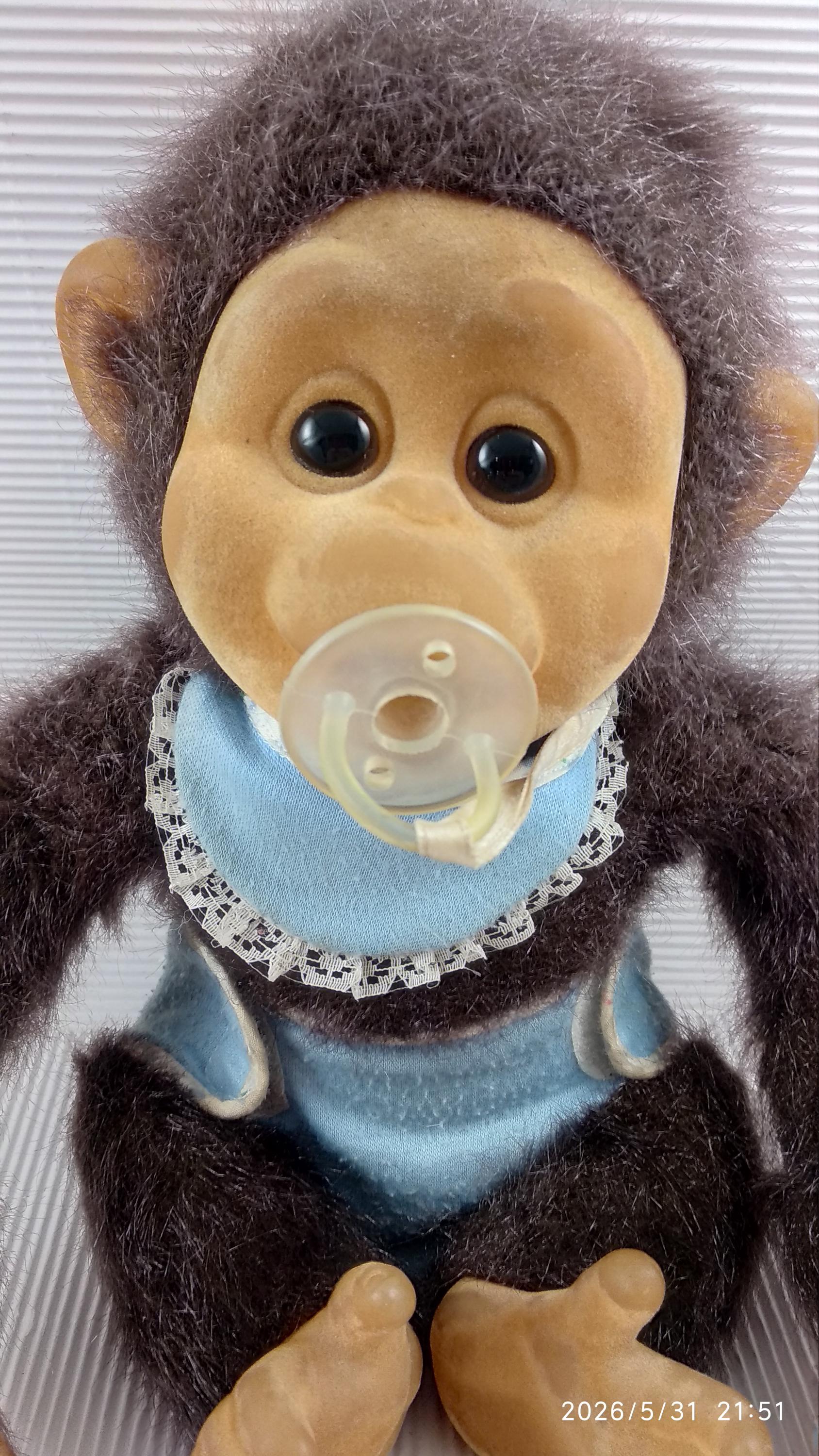 1992 Hosung Monkey Chimp Plush Squeaks Flocked Face Dressed - Etsy