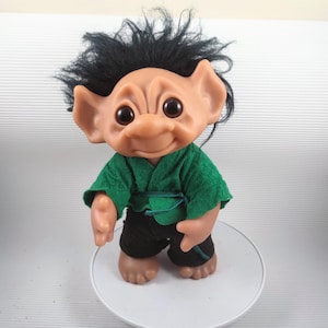 Vintage Thomas Dam Troll Doll fairy tale, black Hair, made in Denmark 1977s