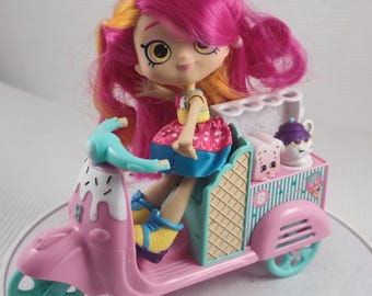 Vintage Shopkins Spielzeug-Set - eine Puppe mit Zubehör Fahrrad