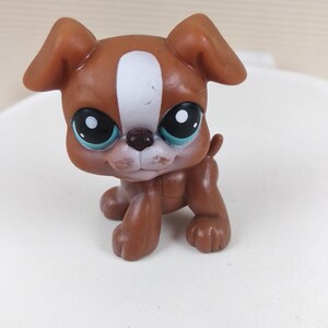 Littlest Pet Shop #83 Brown Boxer Puppy Dog with Blue Eyes Hasbro LPS