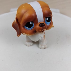 Littlest Pet Shop LPS #76 St. Bernard Dog Brown Blue Eyes Preowned