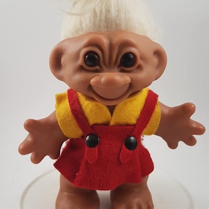 Vintage authentic Thomas Dam Troll Doll boy white Hair USA foreign