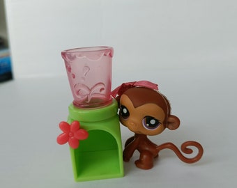 Littlest Pet Shop Authentic # 56 Brown Tan Monkey Purple Eyes