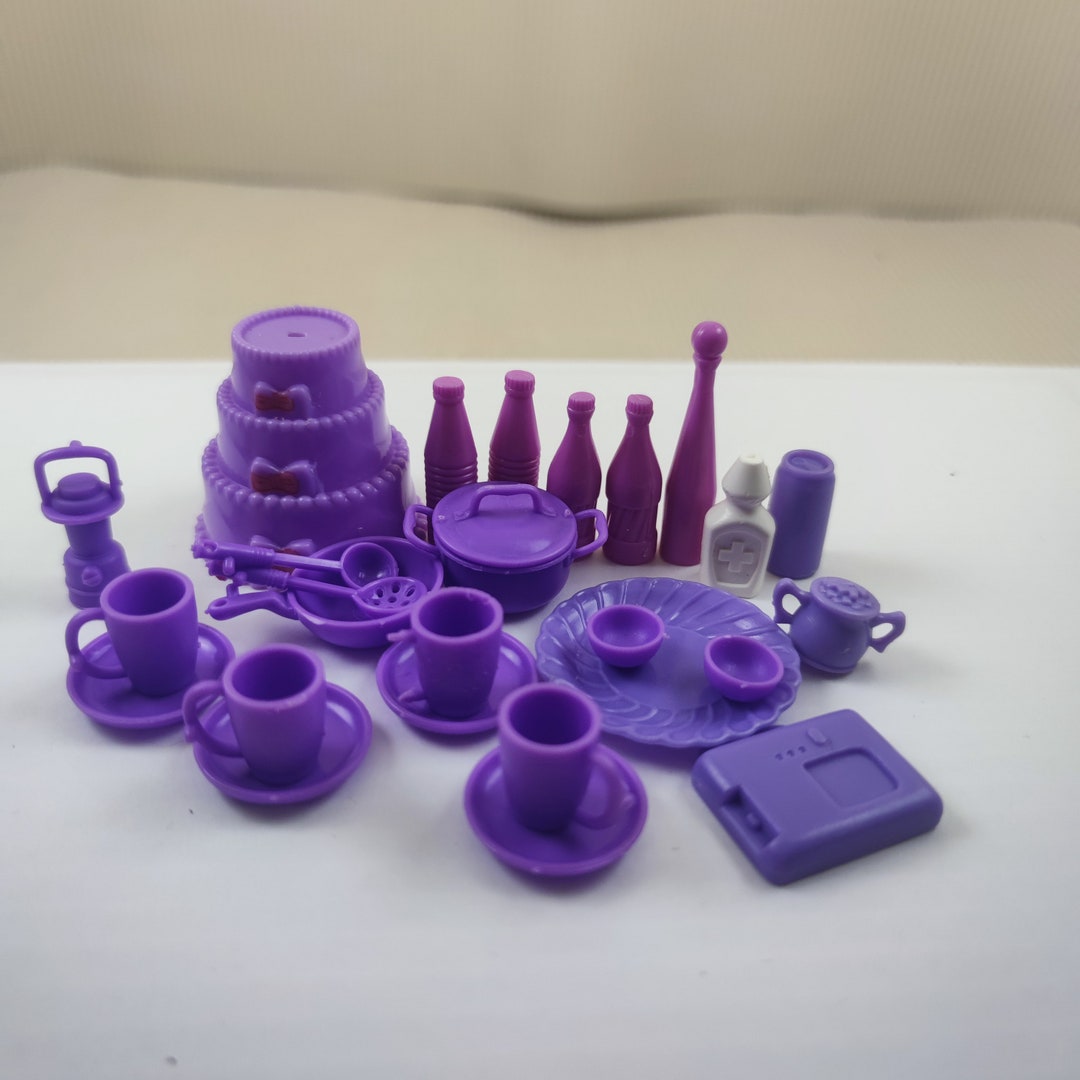 Vintage Doll's Barbie Kitchen Accessories- Plates,cups,bottles,utensils ...