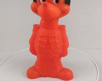 Figura vintage de Mickey Mouse de goma, década de 1970, coleccionable retro de Mickey, fabricada en Inglaterra.