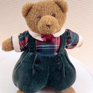 Vintage Russ BERRIE Teddy Bear  Terry Cloth Christmas Look 10cm or 4&quot;