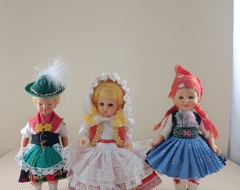 Vintage doll collectible folklore doll plastic national costume, choose one doll