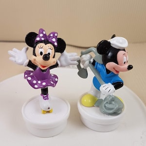 Vintage Disney Minnie Mouse Friends Set of 2 - Disney Figures -1988 mini figurines Disneyland cake toppers