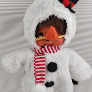 vintage Monchhichi bonhomme de neige poupée jouet sucer tétine tenue originale très rare