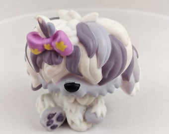 LPS authentic Petshop #135 Dog Bulldog chien bouledogue purple eyes