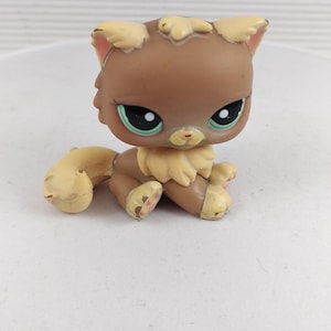 Littlest Pet Shop Authentic #1063 Brown Cream Persian Cat Green Eyes Spring Egg