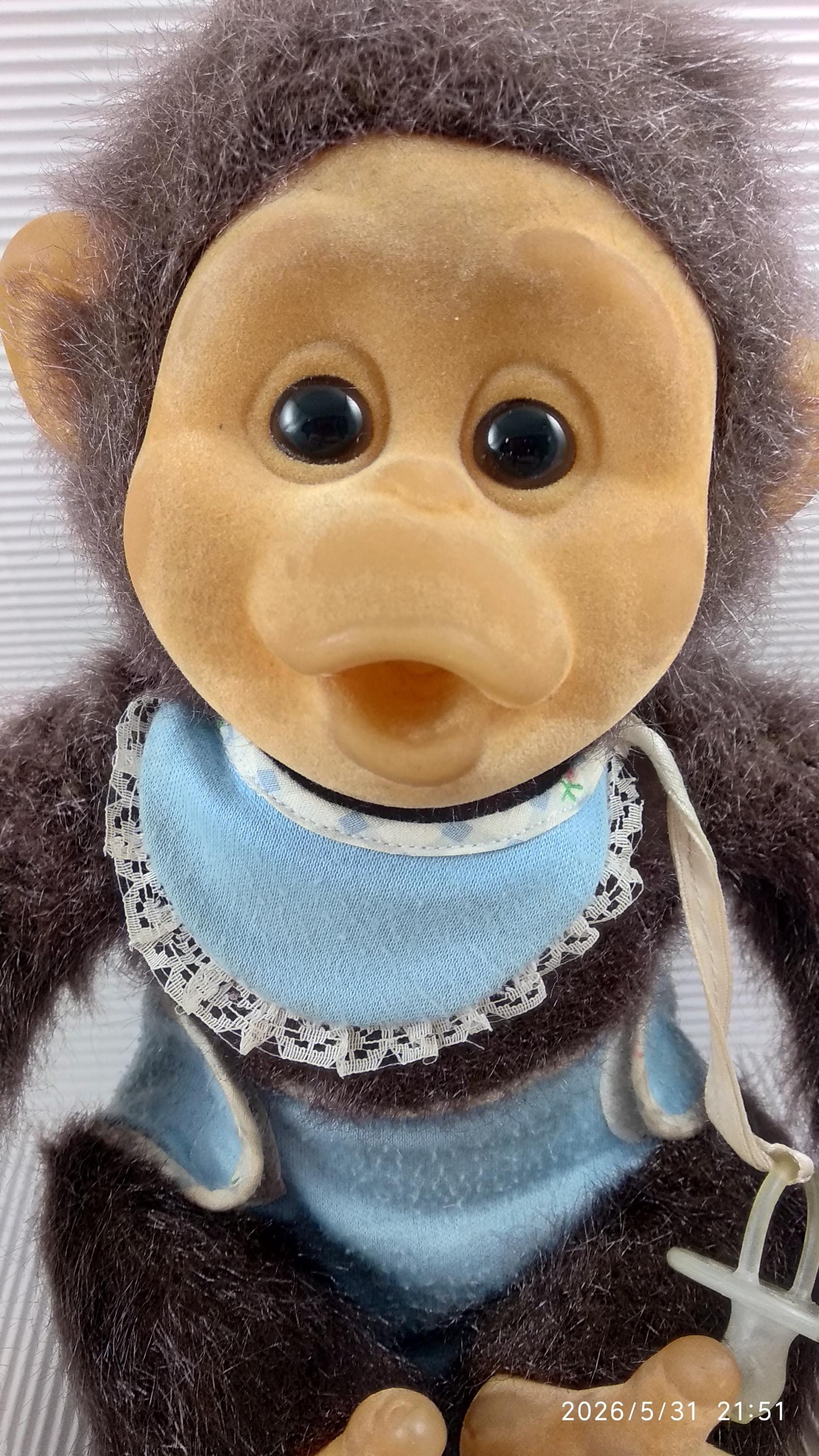 1992 Hosung Monkey Chimp Plush Squeaks Flocked Face Dressed - Etsy