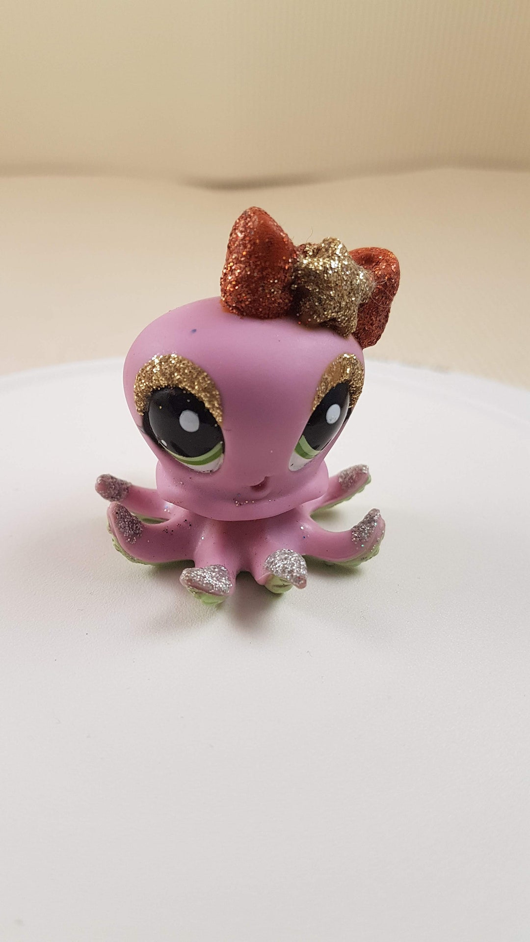 Littlest Pet Shop 2140 Glitter Sparkle Purple Octopus Bow LPS
