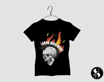 Labor Movement Flaming Skull Solidarity Unisex t-shirt #0001A
