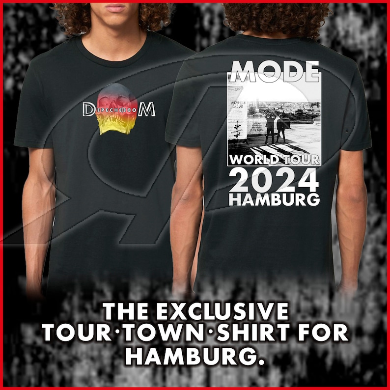 exklusives DEPECHE MODE Memento Mori World In My Tour 2024 No. 1 Premium Organic T-Shirt Black Front/Back-Print Hamburg