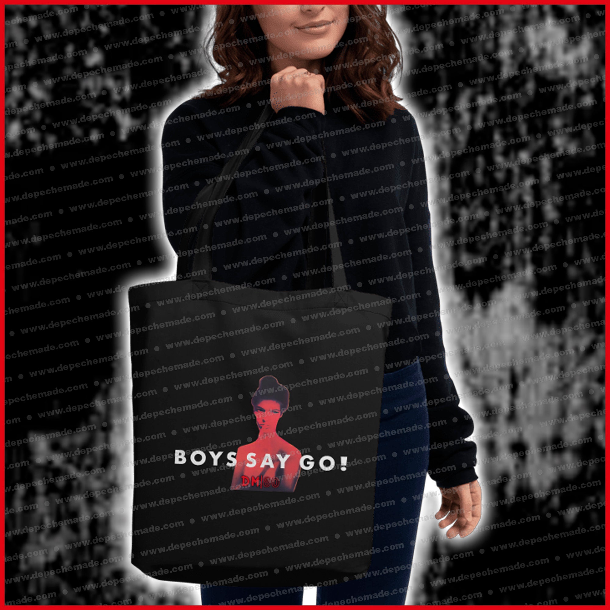 exclusive DEPECHE MODE - Organic Shopping Bag - Boys Say Go! - Black - Front print