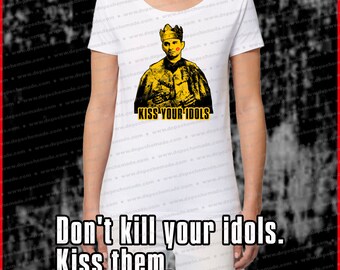 Exclusive DEPECHE MODE - Ladies Premium Organic Shirt - Kiss Your Idols - Black/White Front Print