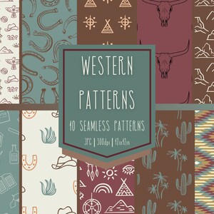 Western Patterns, Digital Patterns, Seamless Western Pattern, Print Pattern, Instant Download Pattern, Print Seamless Pattern, 300dpi, 12x12
